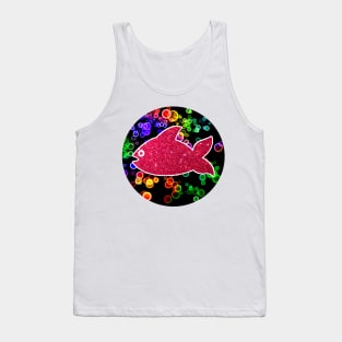 Red fish on the background of multi-colored bubbles Tank Top